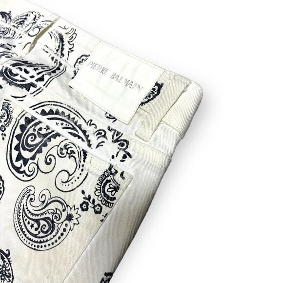 Pierre Balmain Low Rise Skinny Leg Paisley Luxury Designer Denim Capri Jeans - Picture 4 of 4